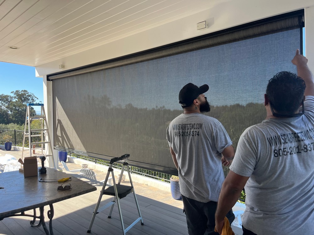 Outdoor Motorized Roller Shades on Spur Valley Rd in Goleta, CA